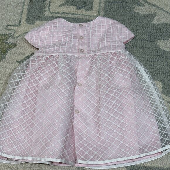 Designer Mayoral Summer Party Dress Smart Pink Lace Overlay Size 12mos - Picture 5 of 6